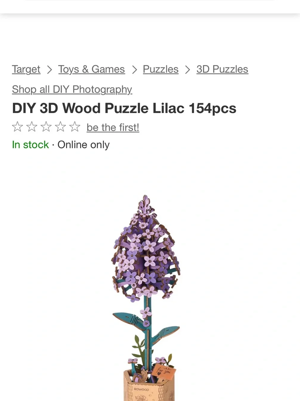 ROWOOD Wooden Bloom Craft Kit - lilac